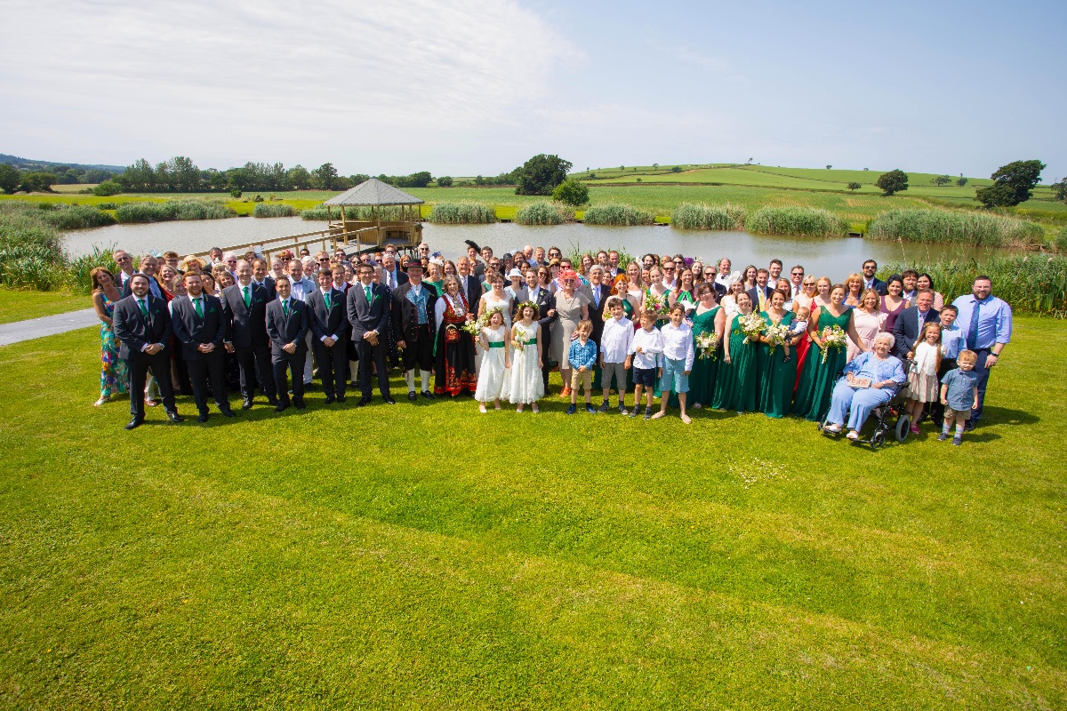 The wedding party group photograph