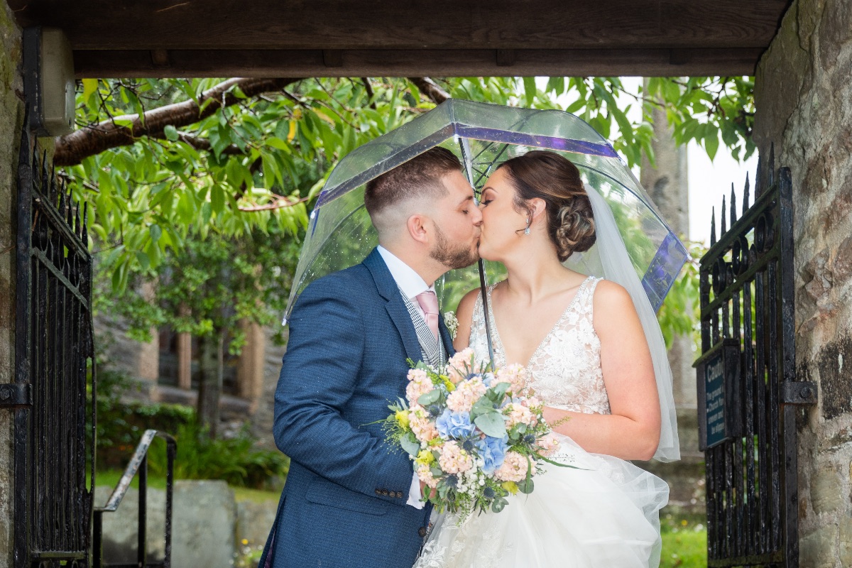 Under the church archway