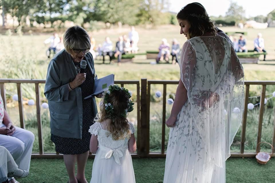 Wedding ceremony down on the gazebo at Furtho Manor Farm