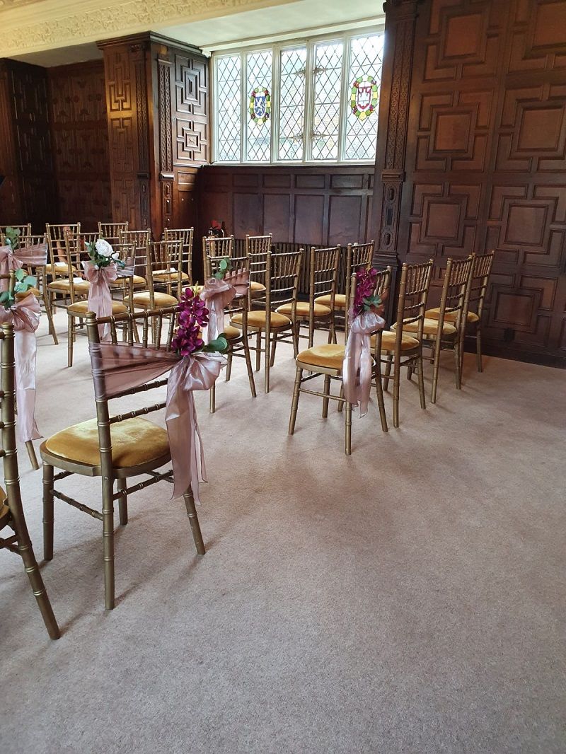 Rothamsted Manor Library - set for an intimate wedding ceremony for 40 people