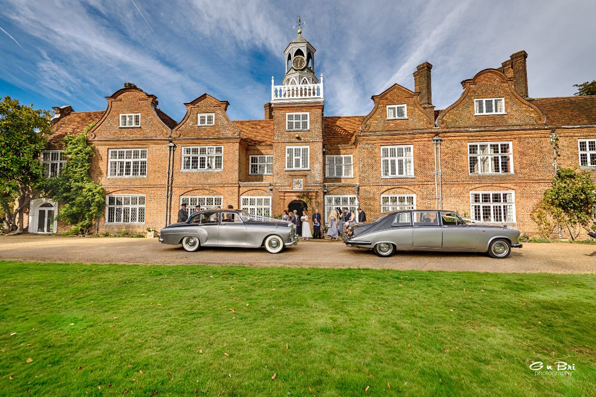 Wedding cars arriving at Rothamsted Manor