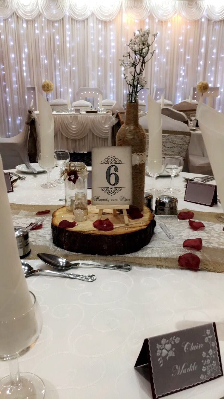 The Bride and Groom handmade their own center pieces. 