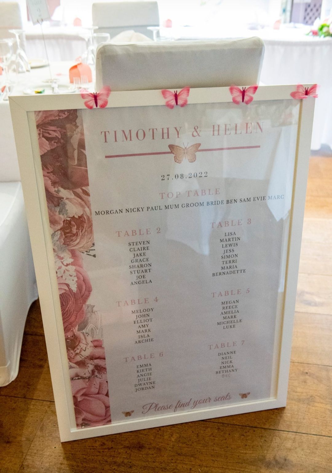 Seating plan , part of the wedding stationary bundle 
