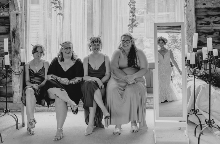 My bridesmaids first look at my dress. They cried x Julie Herbert Adams Photography