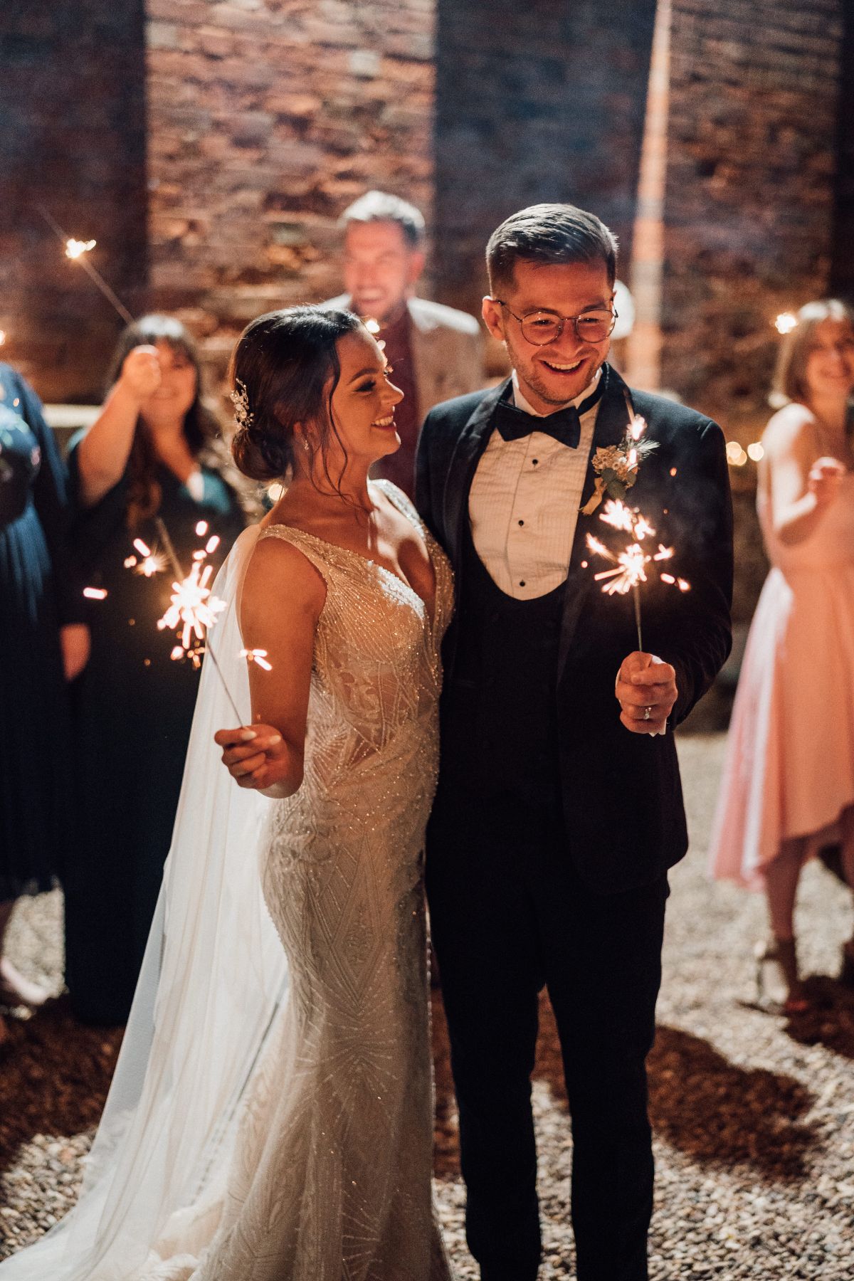 The wedding couple provide the sparkle