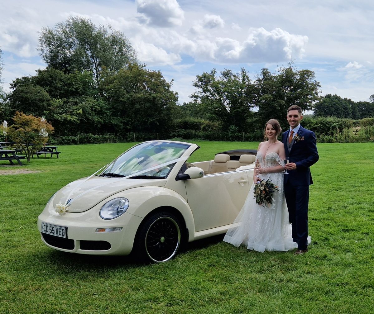 The happy couple at their reception venue.