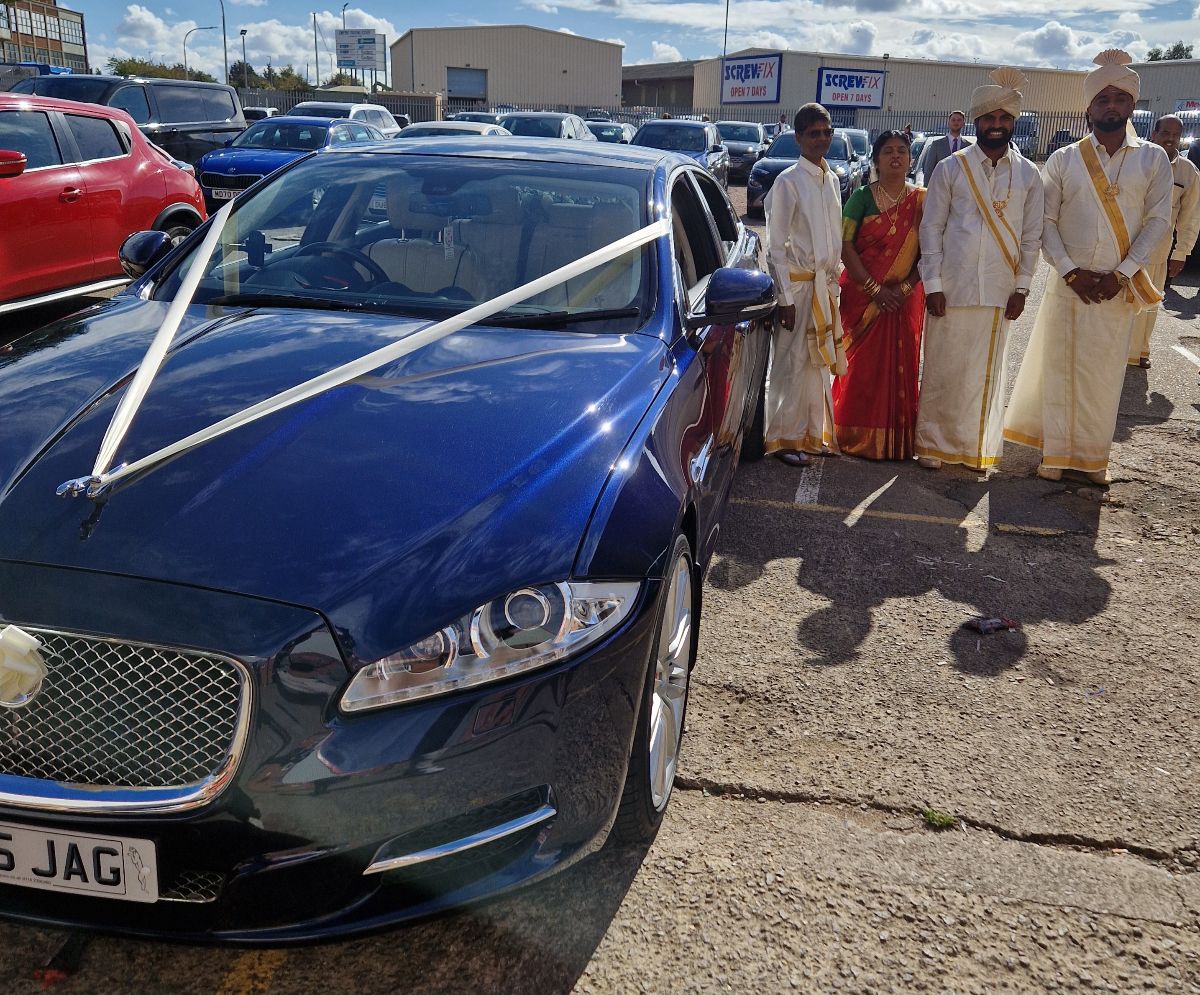 At the wedding venue in Leicester.