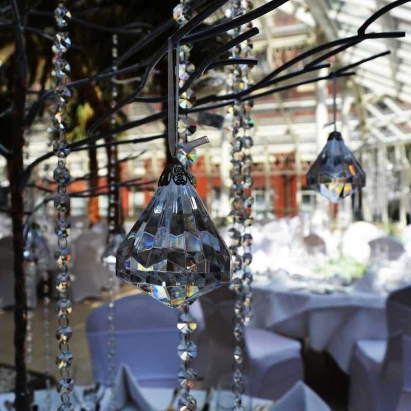 Crystal tree centrepieces at the Millennium Gloucester Hotel London