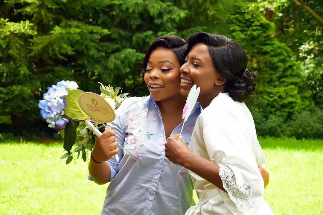 bride and bridesmaid