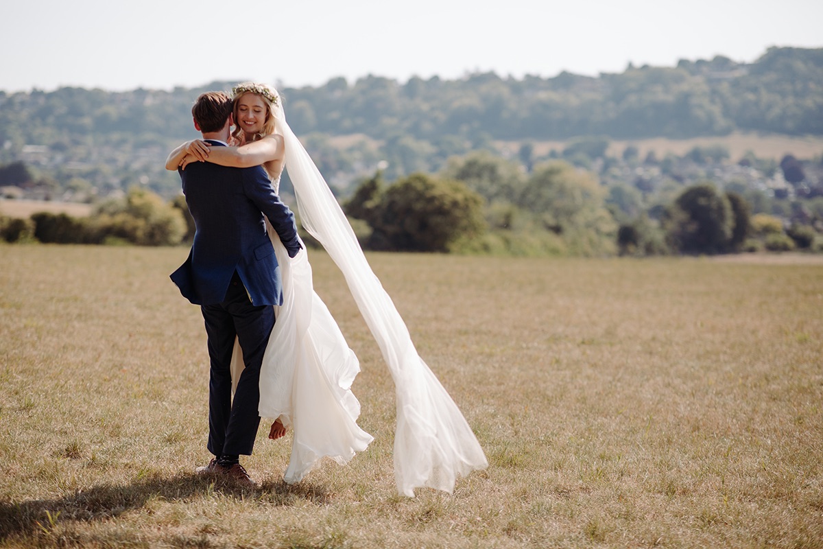 Bride and groom Cissbury Barns