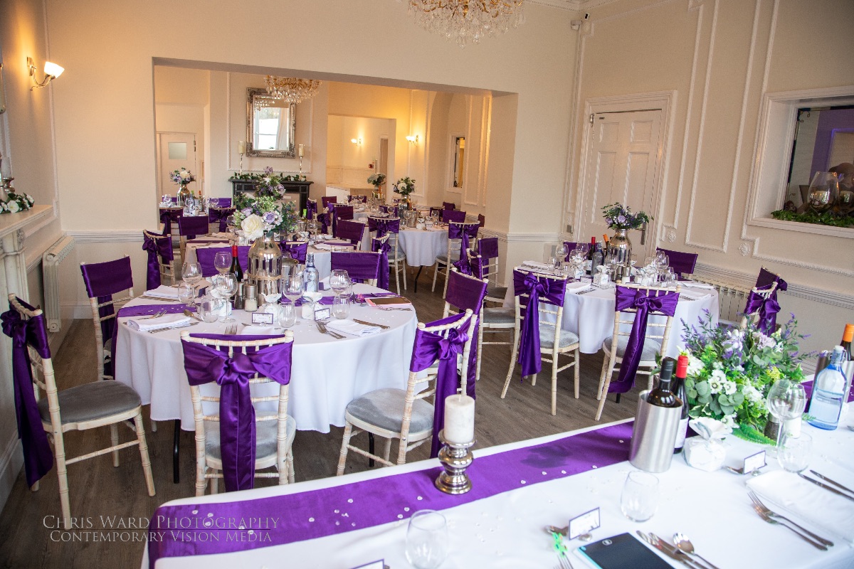 Our ballroom dressed up beautifully for Laura & Dans wedding at Carr Bank Wedding Venue Mansfield Nottinghamshire 