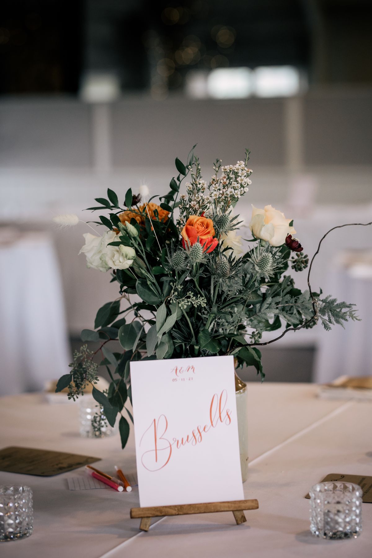 Autumn Table floral centres Lapstone Barn 