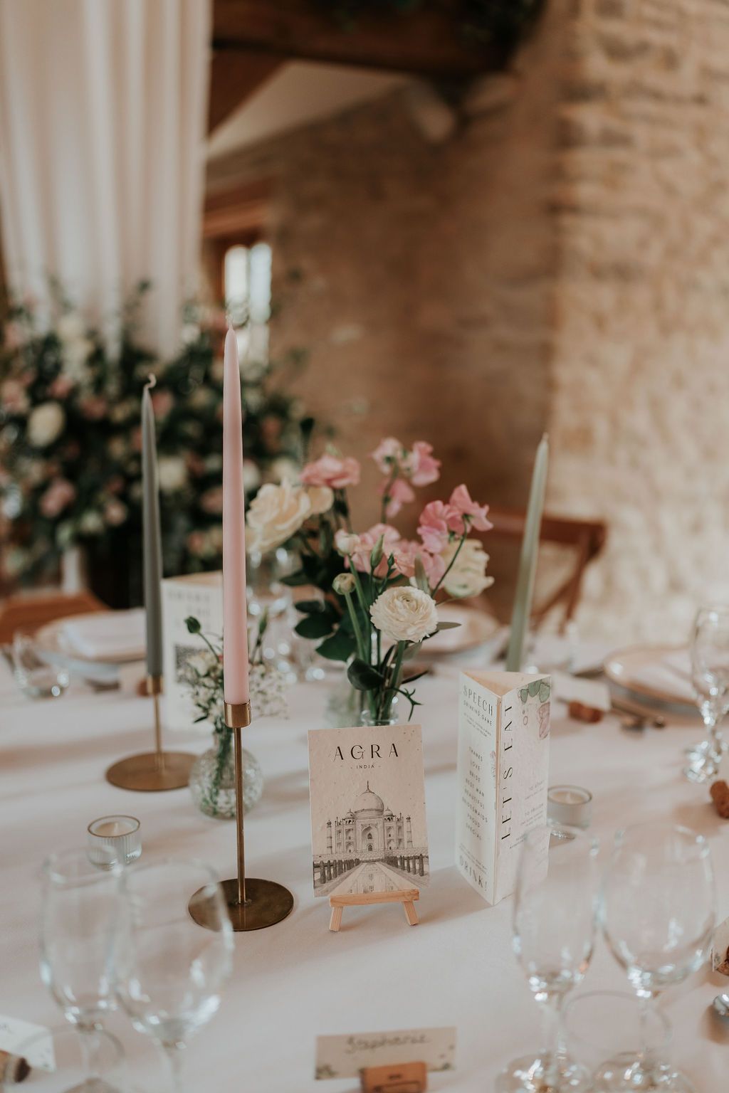 Kingscote Barn Summer pink wedding decor