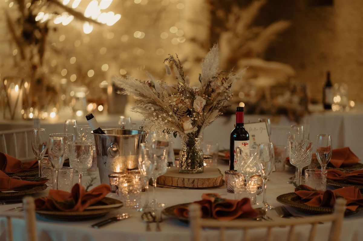 Great Tythe Barn Tetbury Autumn Boho Wedding design 
