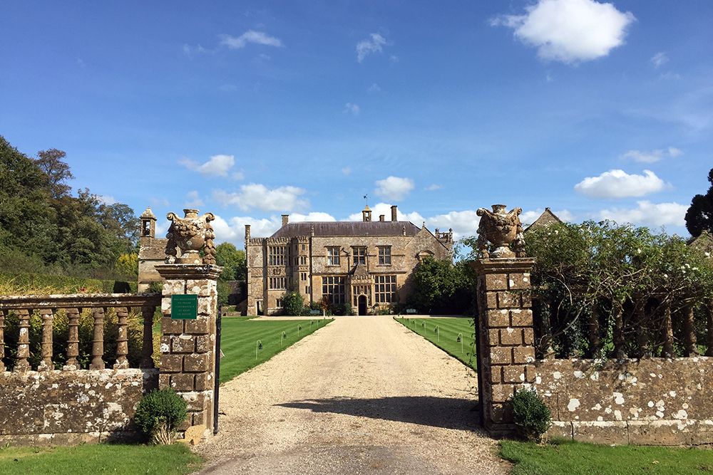 Main gateway and driveway leading to Brympton House.