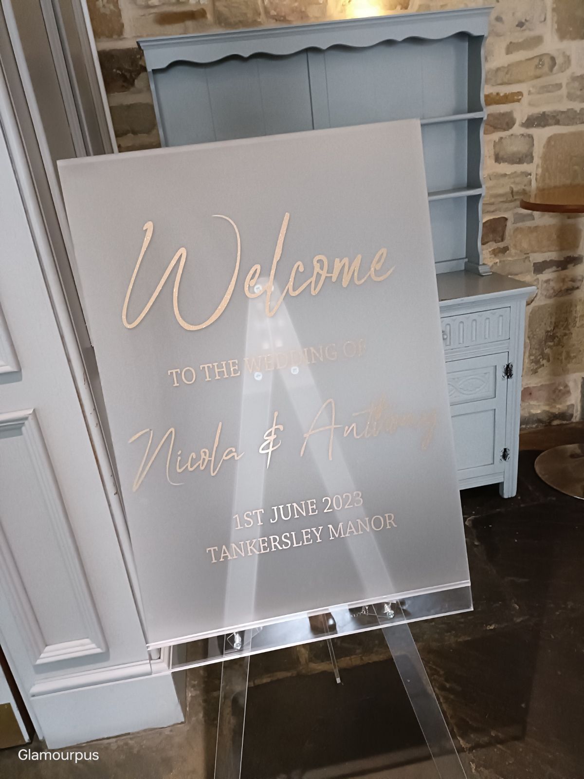 Frosted acrylic welcome sign