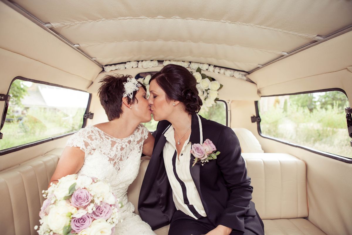 In the VW bus on the way to the beach