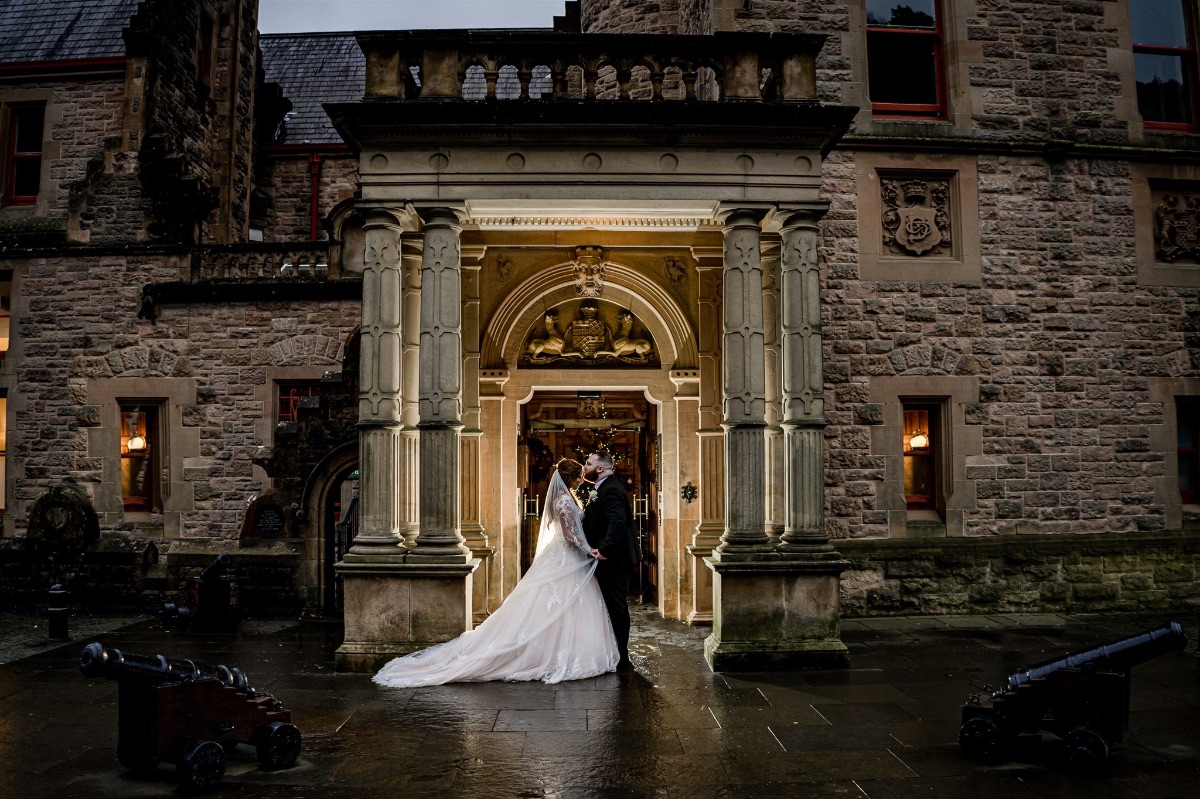 Lisa and Matthew at the door of Belfast Castle