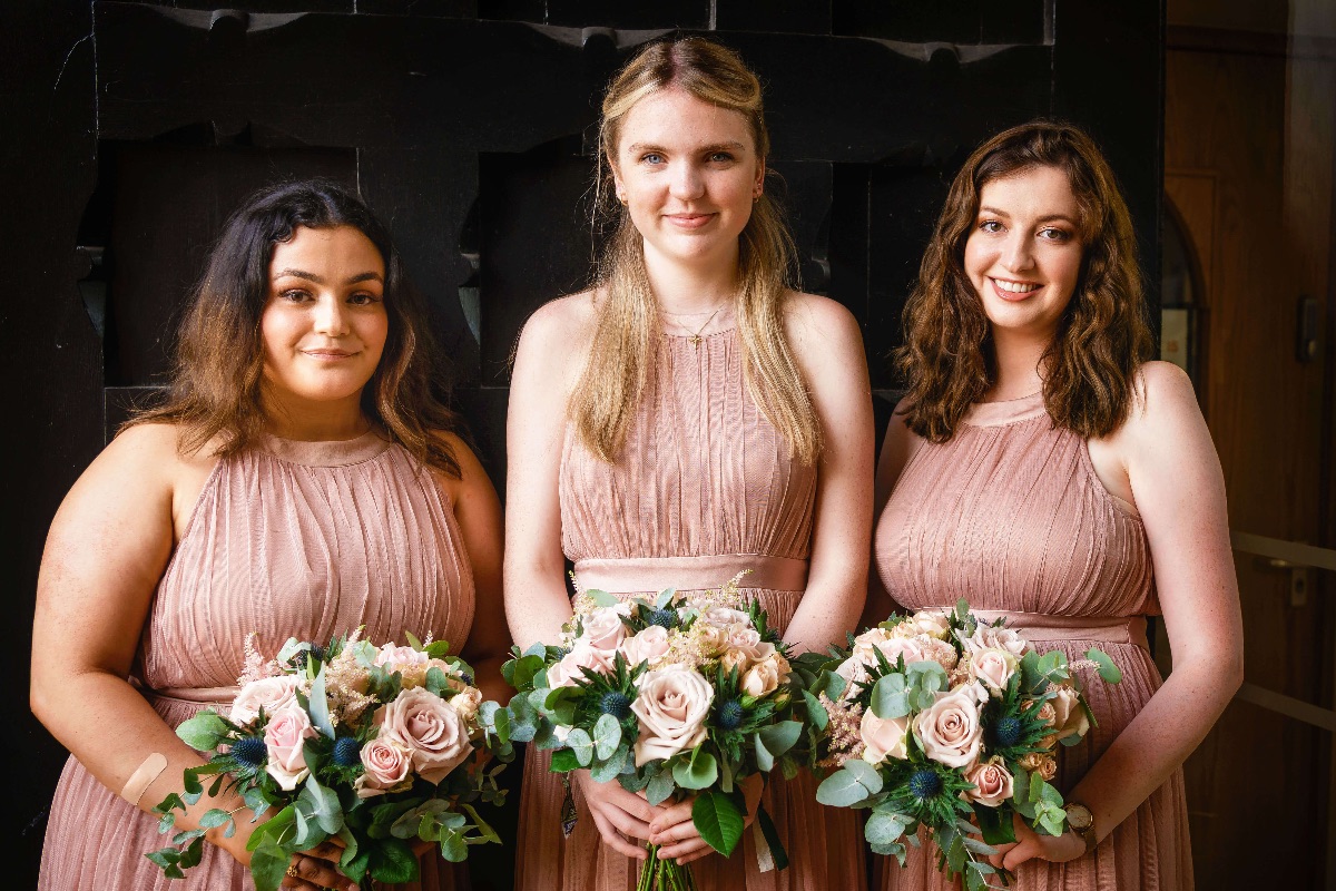 Beautiful bridesmaids waiting for their bride outside of St Albans Registry Office