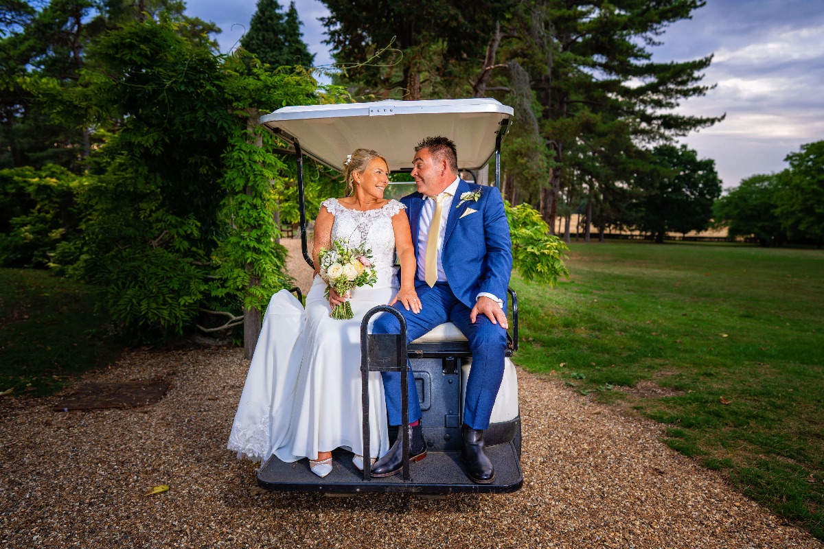 A golf buggy to help the couple around the gardens for the portrait shots
