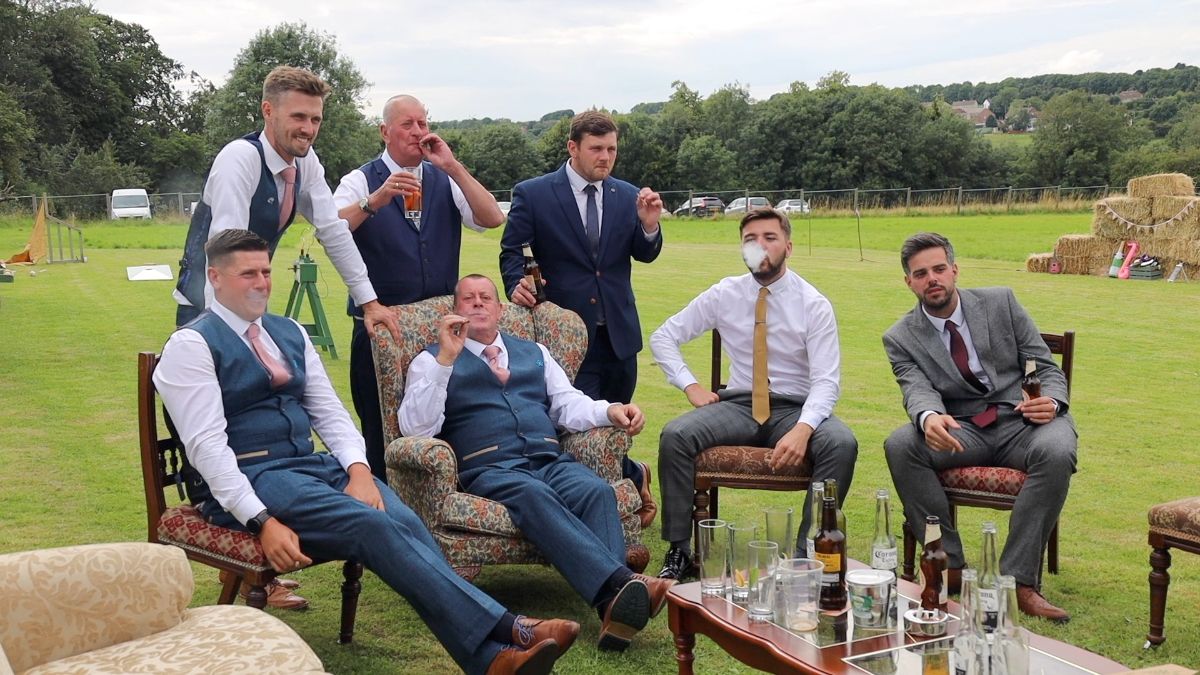 The boys take a moment to relax
