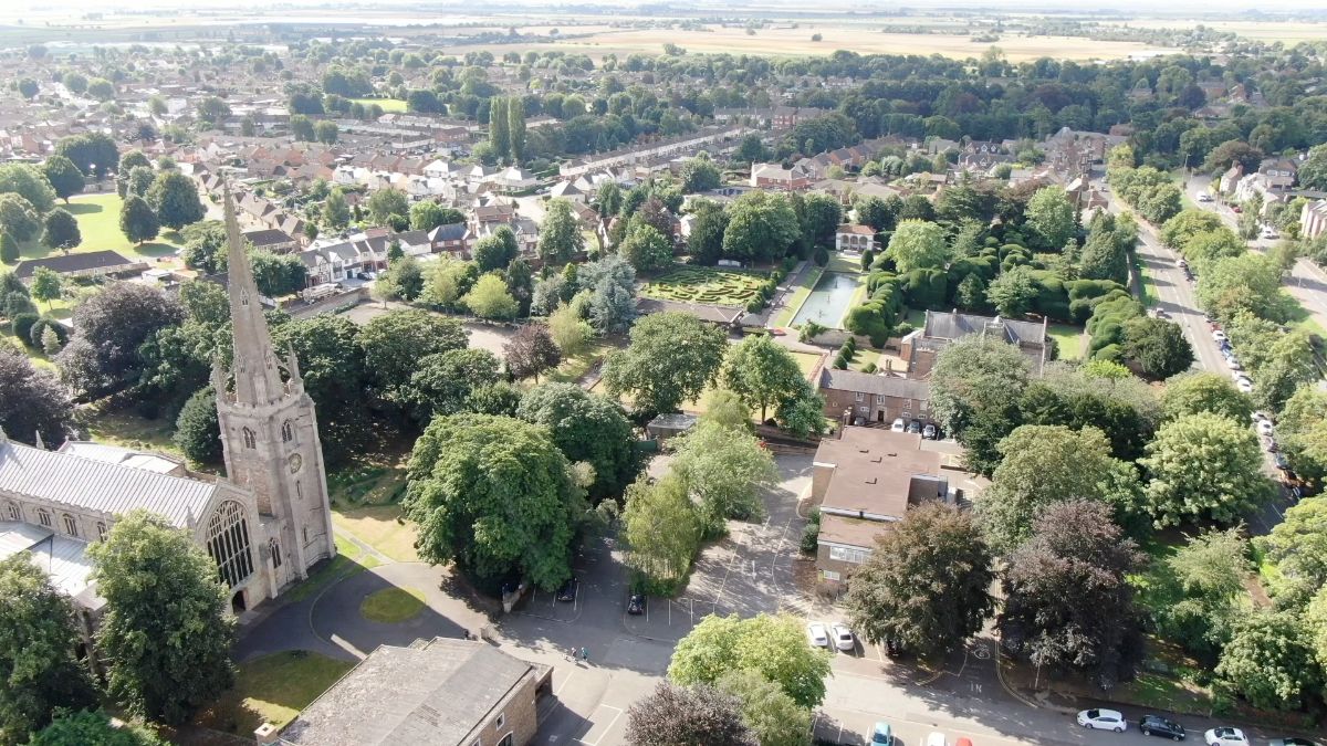 The beautiful St Marys and St Nicolas church from the air
