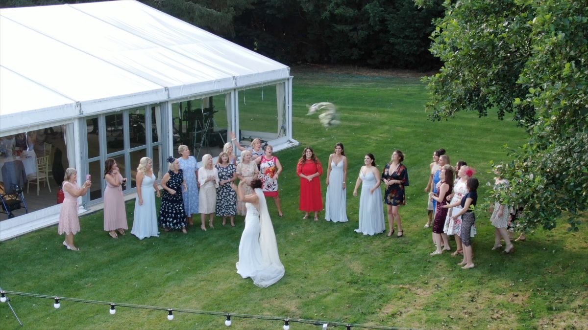 Sammy throws the bouquet to find out who might be next down the aisle