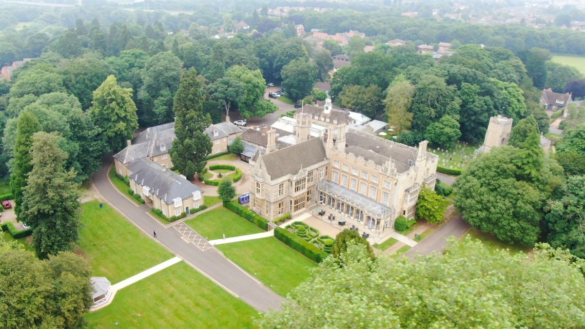 An aerial shot of the stunning Orton Hall & Spa