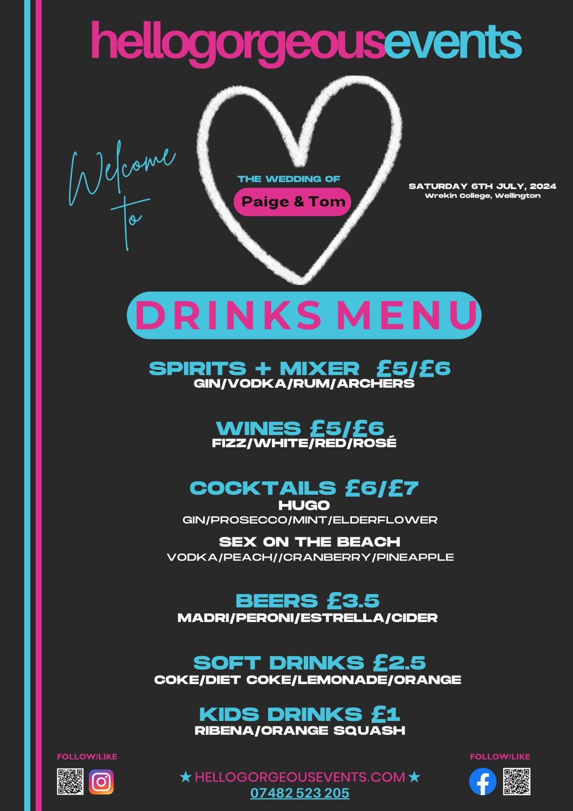 Their bespoke menu 