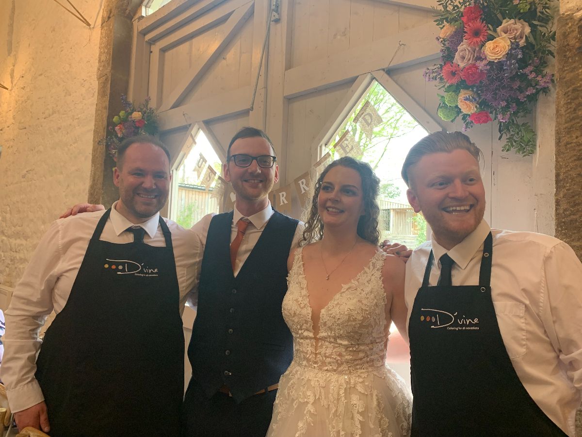 Singing Waiters revealed with the happy couple