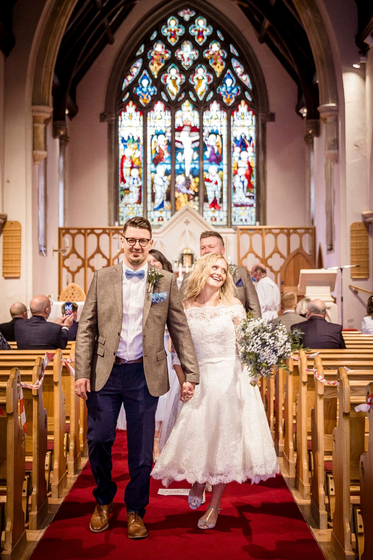 Bride & Groom leaving St. Bartholomew’s Church, Market Harborough 