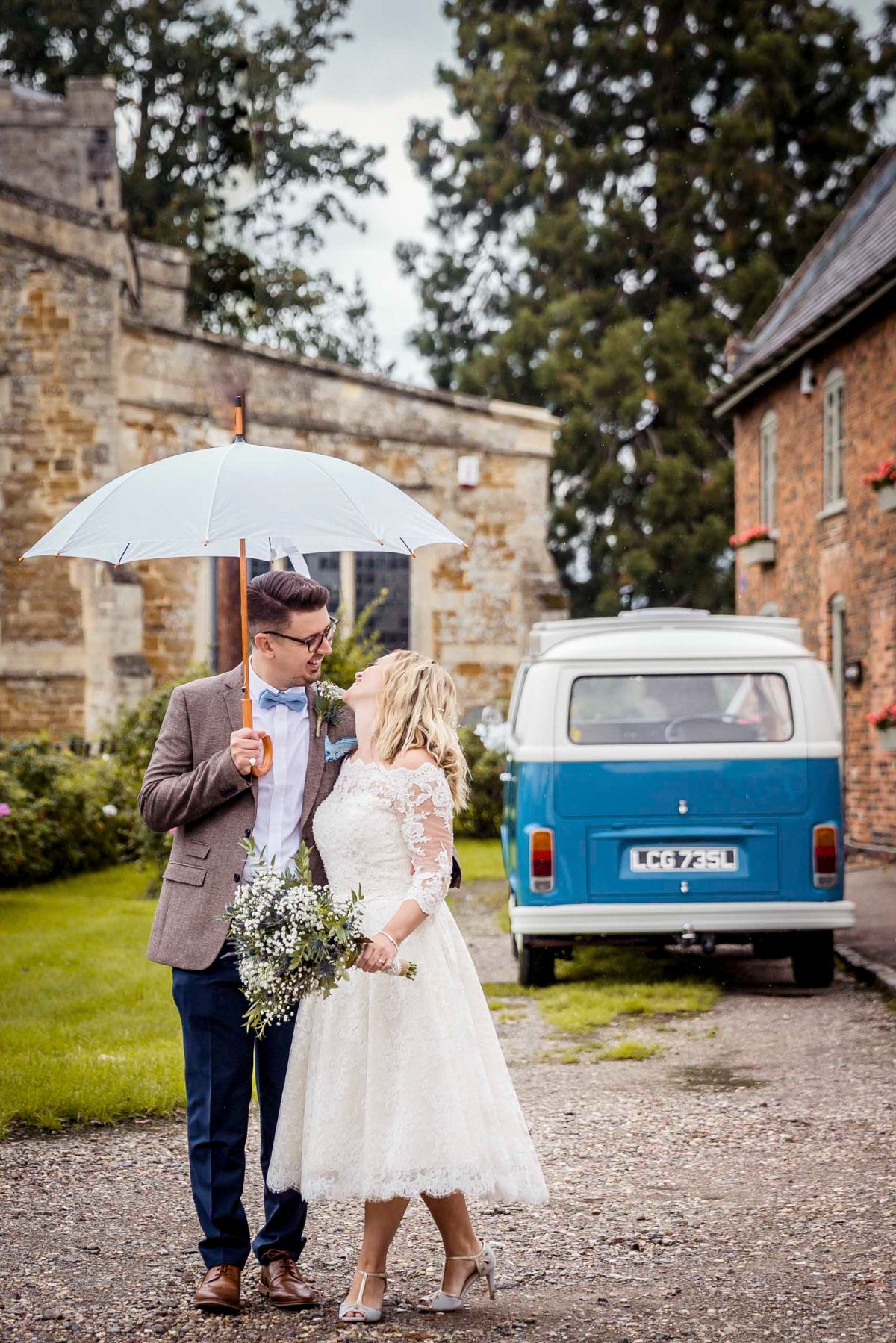 Bride & Groom walking in Market Harborough for their couple session