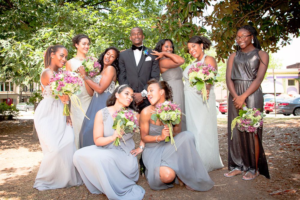 All the bridesmaids with the Groom - Charlie