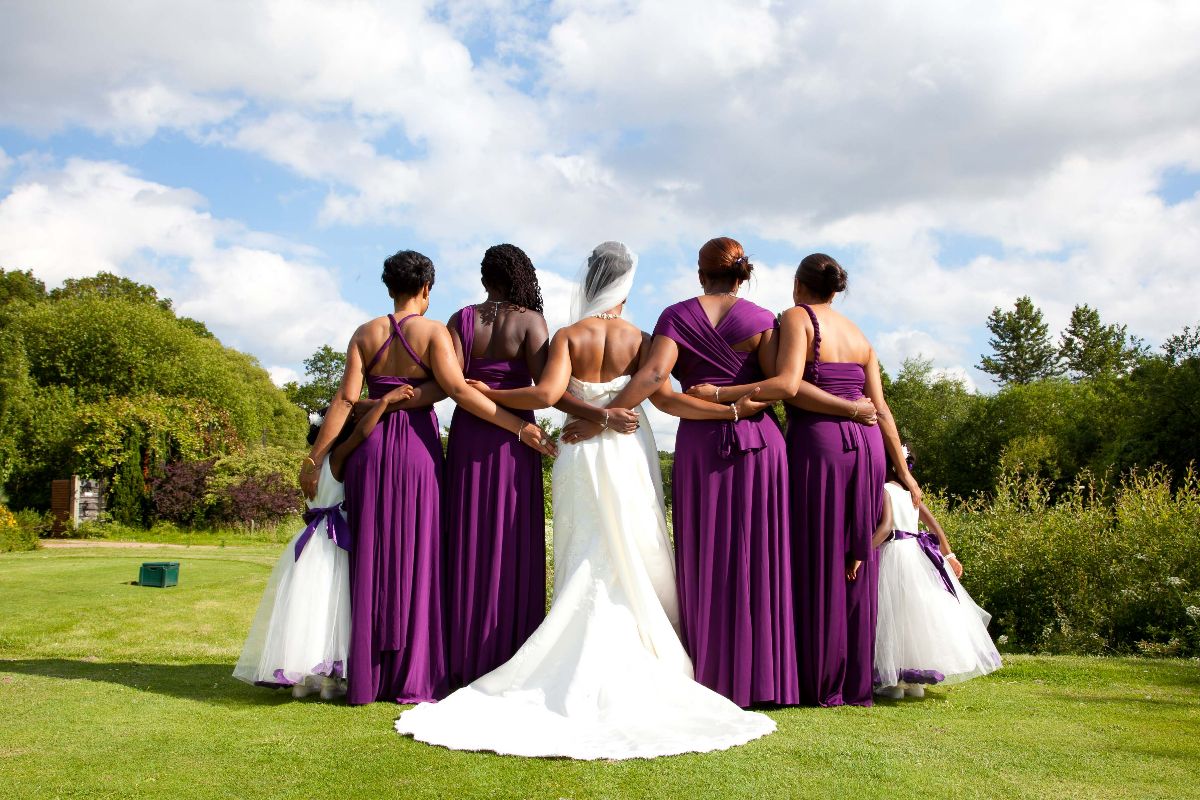 The bride made a special request for this portrait composition with her bridesmaids and flower girls. 