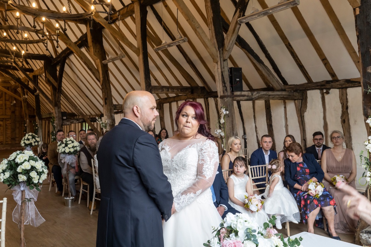 The ceremony in the stunning barn