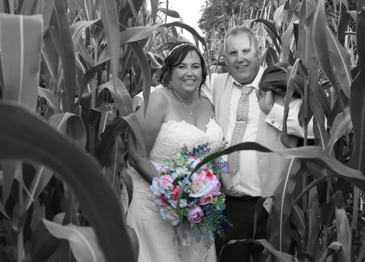 Bride and Groom in the corn!!