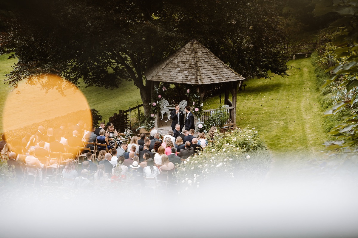 Beautiful shot of the ceremony with guests seated