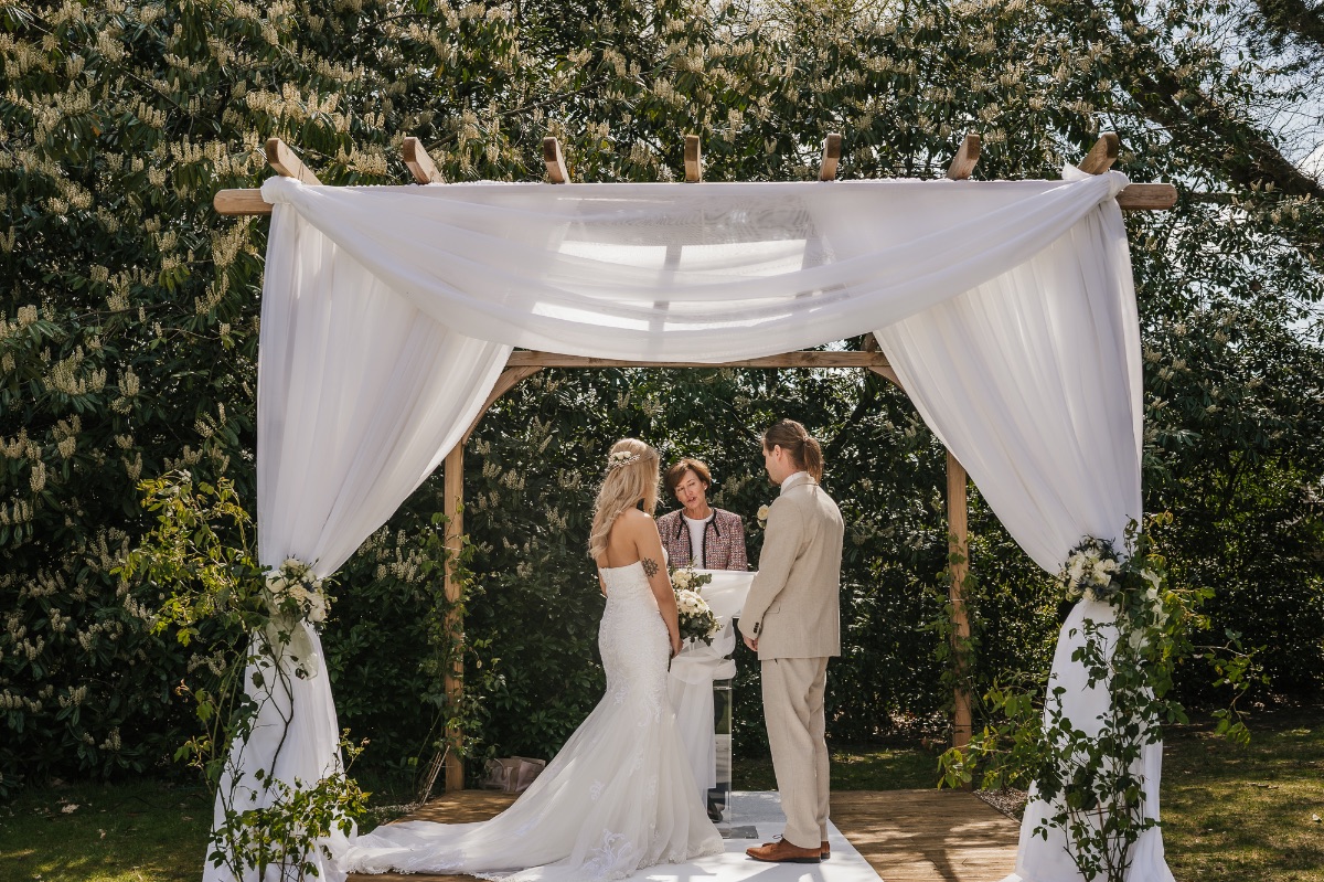 Bride and groom at their ceremony