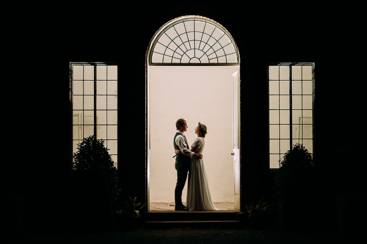 Evening bride and groom portraits