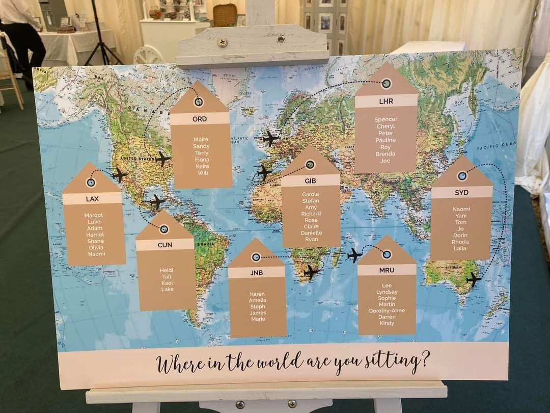 Atlas world map table plan