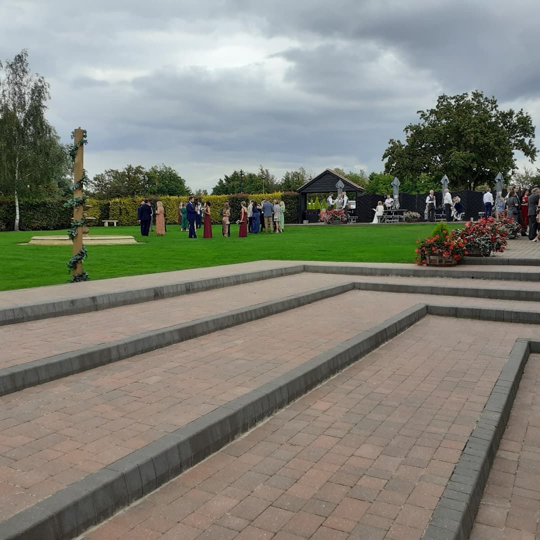 Ceremony inside, reception outside in the sun? No problem for an acoustic string group!