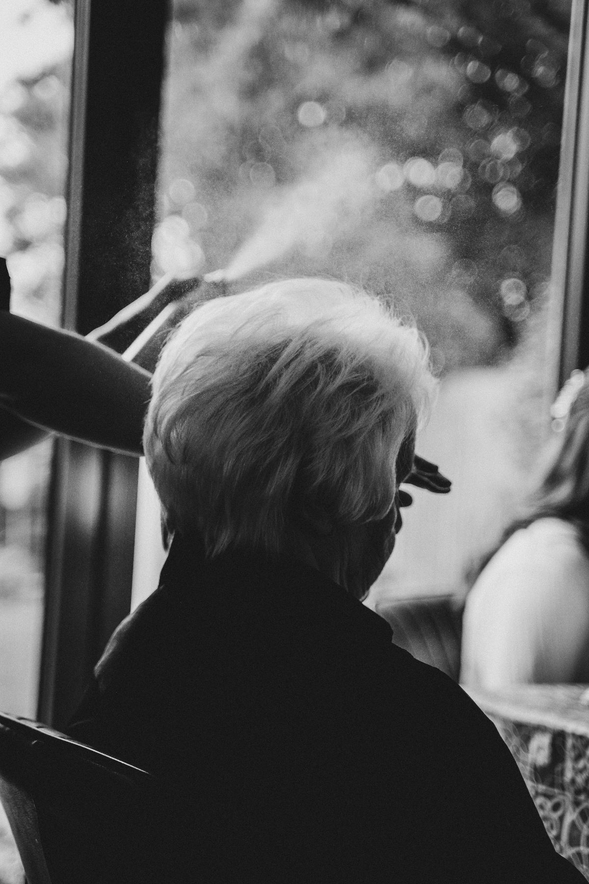Mother-of-the-bride, getting hair done