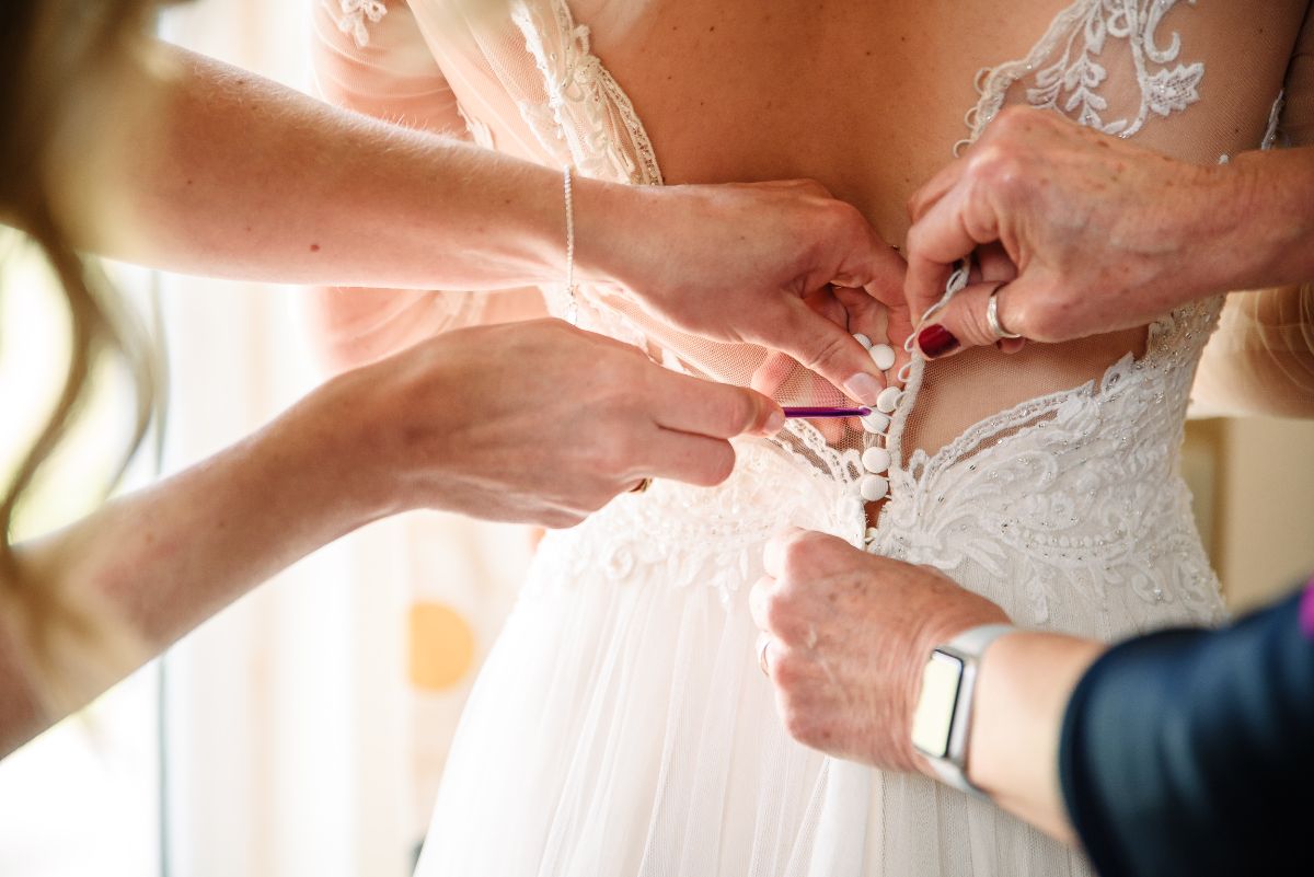 Jess moments before her ceremony, finishing touches