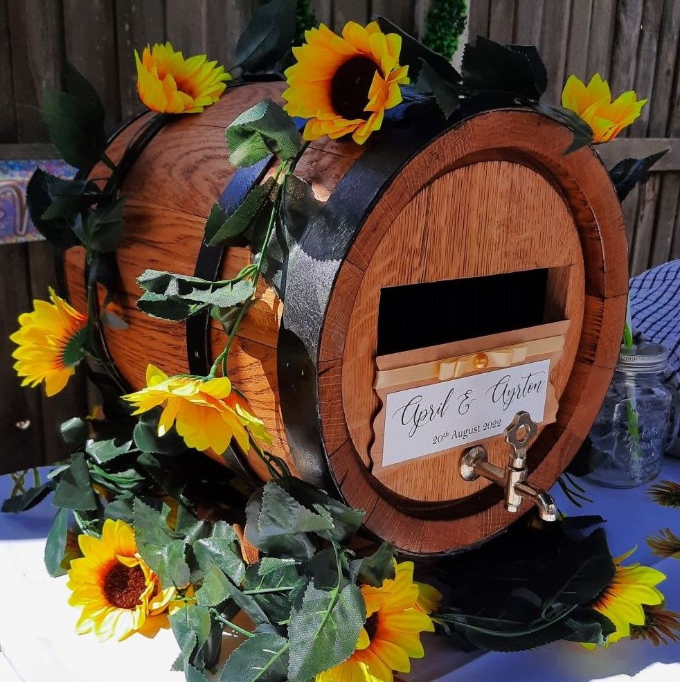 Decorated Wooden Barrel Post box