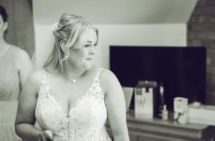 Stunning black and white photo of our bride.