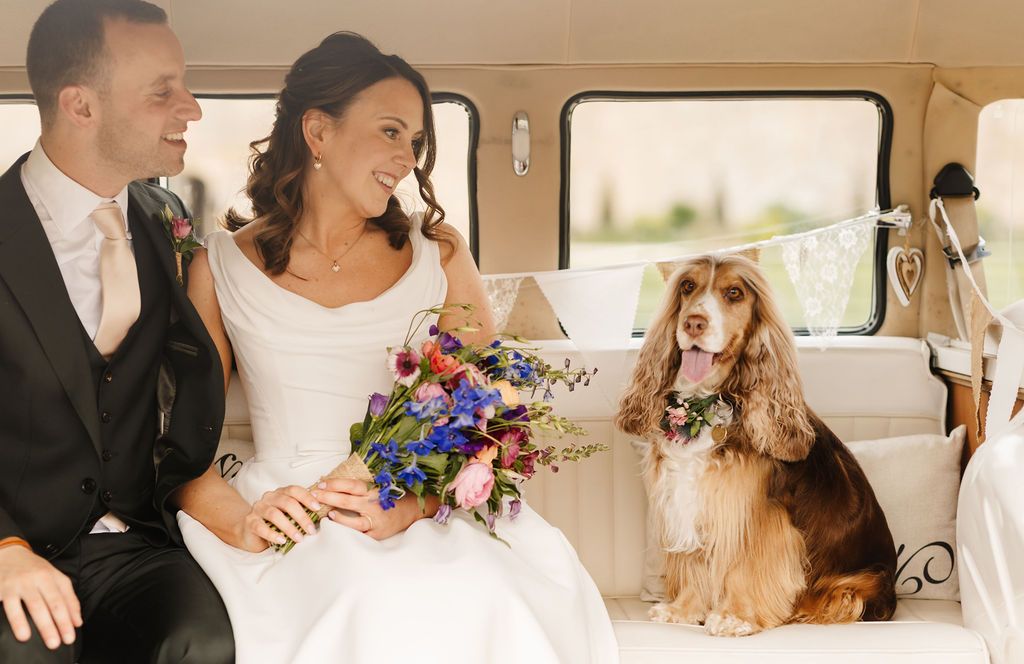 The Happy Couple with Amber in Bertie the VW