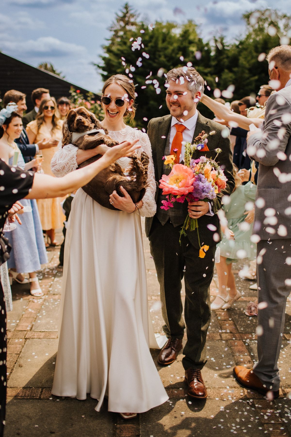 That 'just married feeling' but even better, thanks to a May heatwave and your furry friend covered in confetti!  